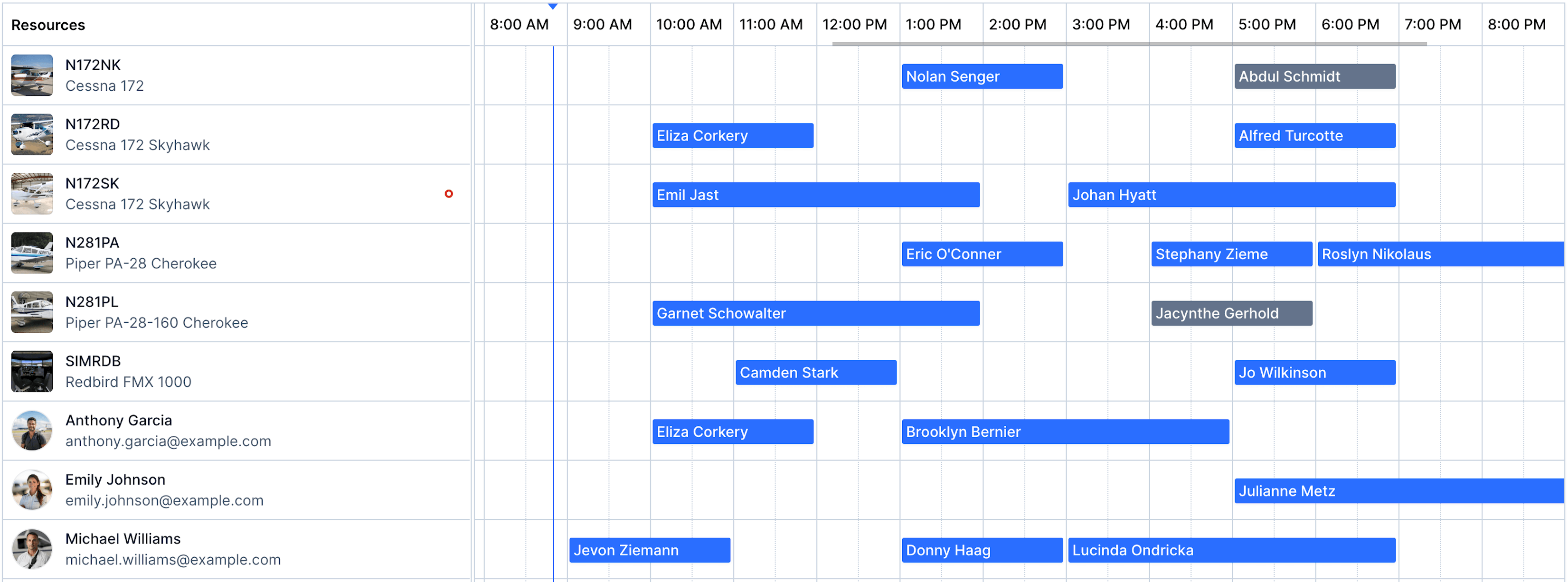 Tailplane Scheduling Calendar View Screenshot